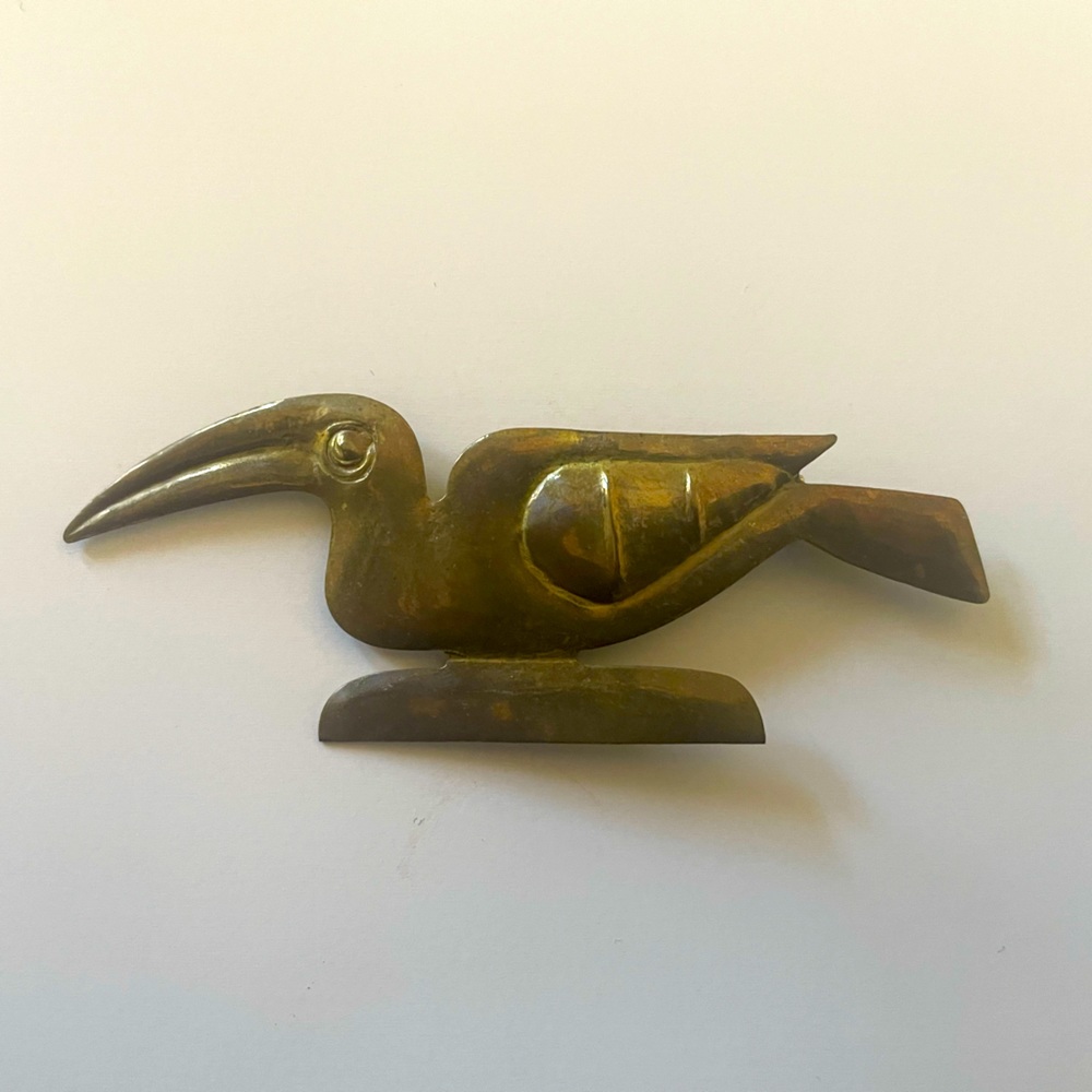 Unusual brass pelican pin